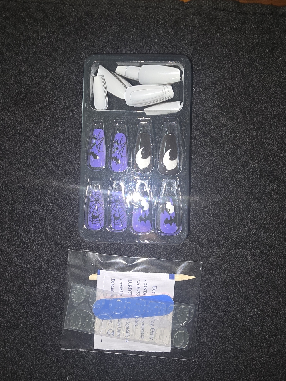 Fawith Purple Halloween Design Nail Set